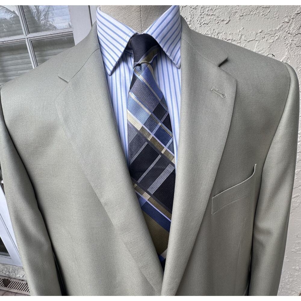 Turnburry Sport Coat Men 48L Silk 55 Wool 45 light Sage Green 2 buttons - Picture 6 of 9